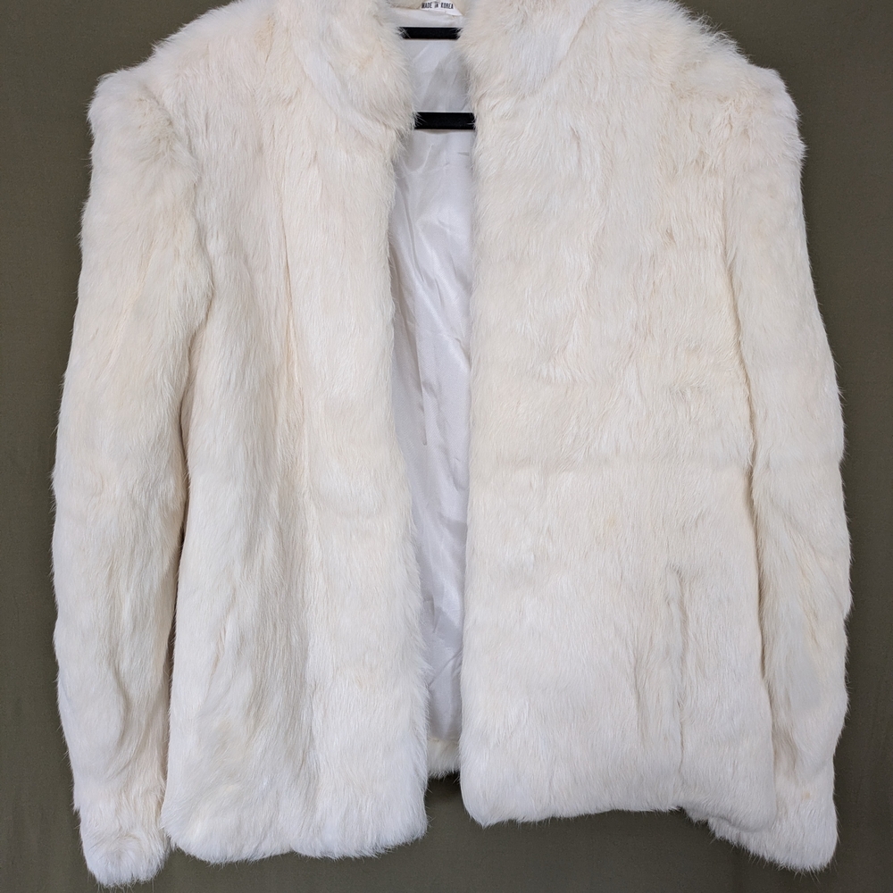 Elegant White Rabbit Fur Jacket